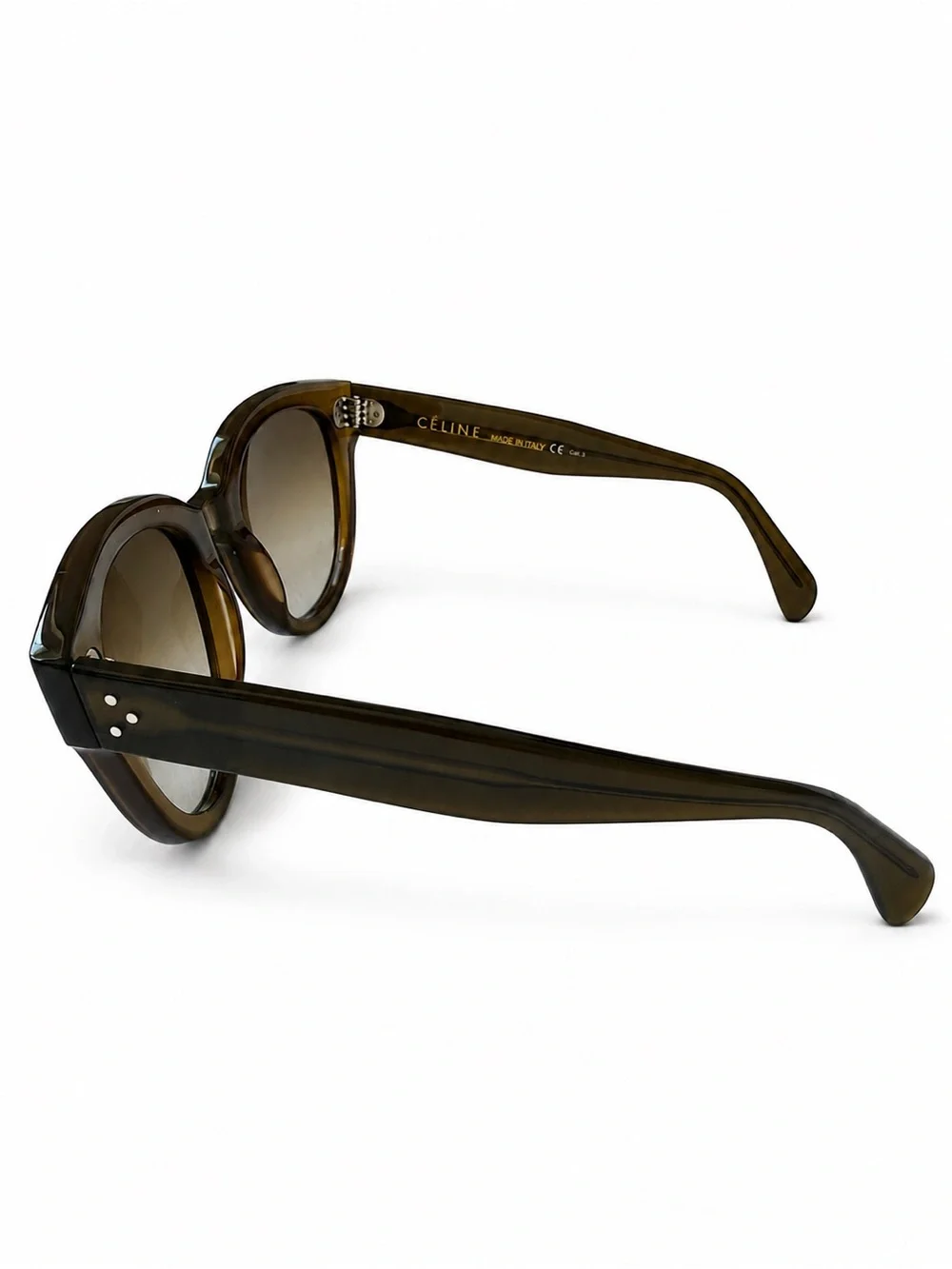 Celine Audrey Brown Cat-Eye Sunglasses with Leather Case